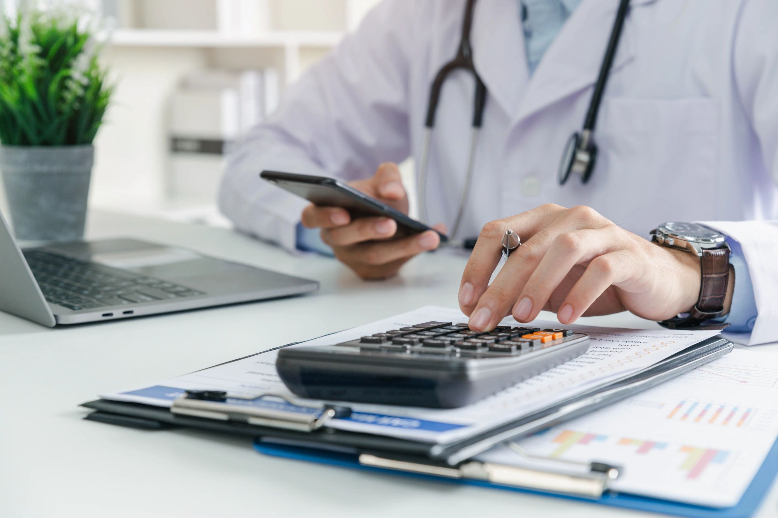 Healthcare provider discussing billing